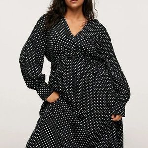Mango black and white polka dot dress